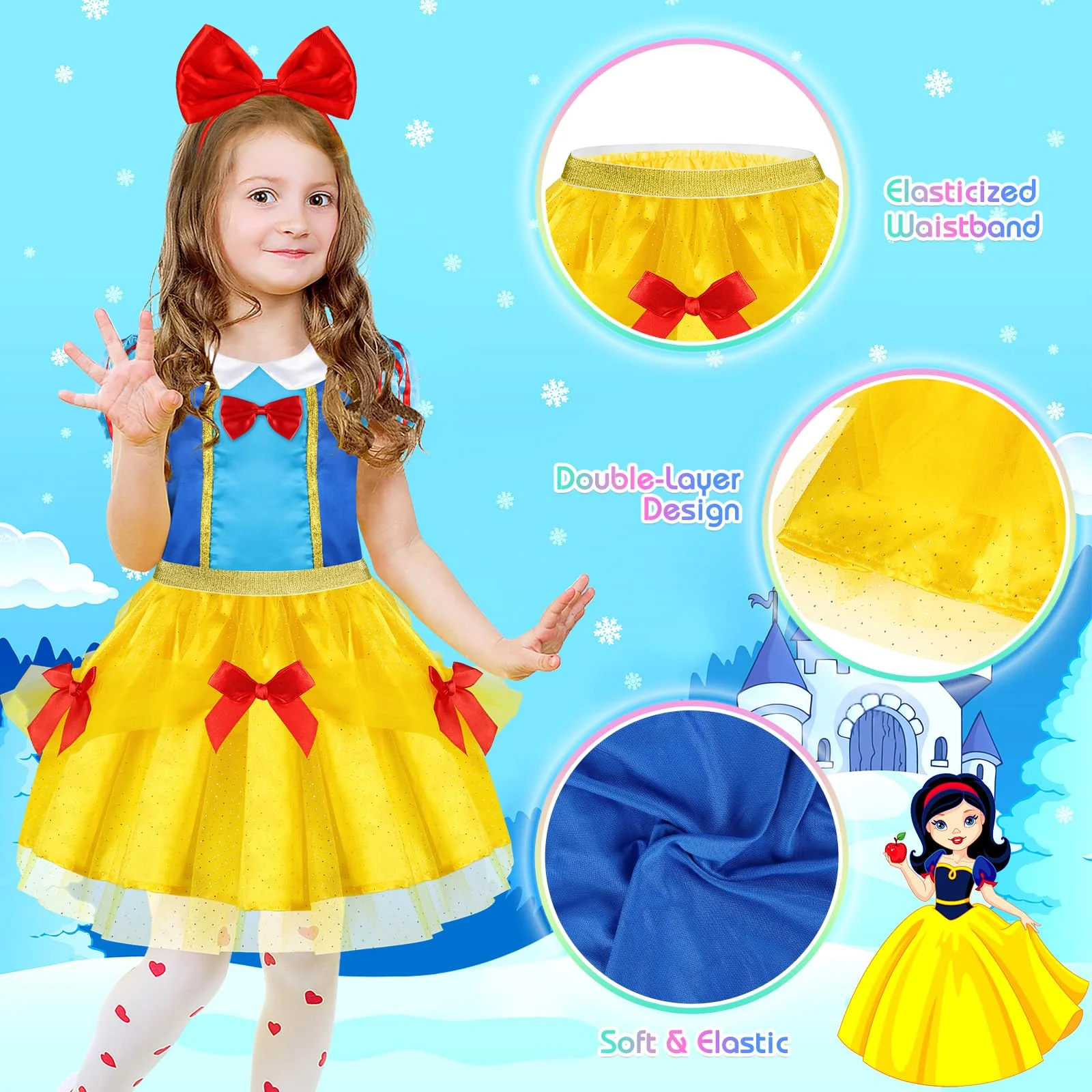 EULRGAUS Princess Dress Up, Toddler Dress Up Clothes, Cosplay Princess Costume Gift Set with Princess Dresses and Princess Toys, Pretend Play Girl Toys Age 3-6, Halloween Christmas Birthday Gift - Image 7
