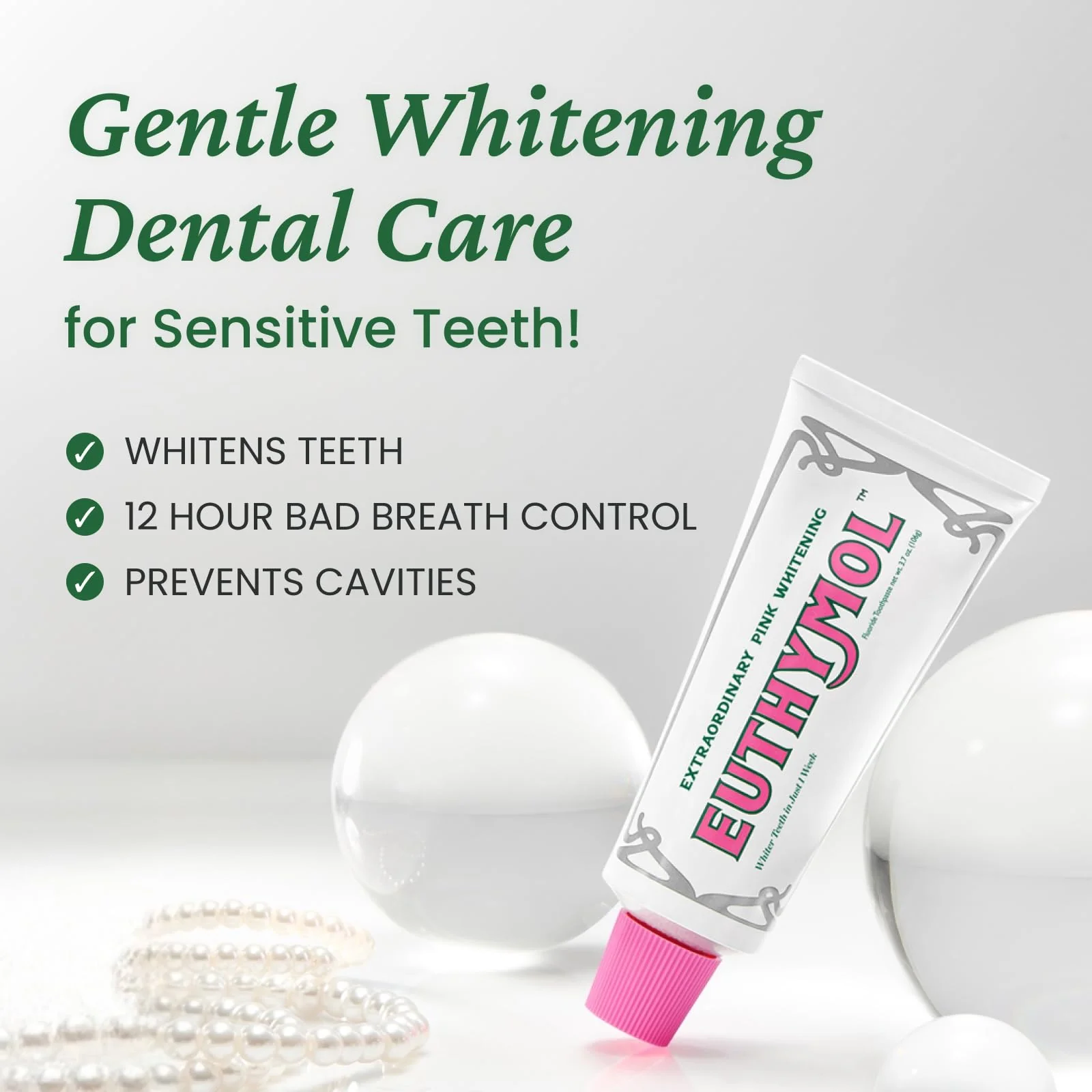 EUTHYMOL Whitening Toothpaste (3.7fl oz*3, Pack of 3) - Stain Removal in 2 Weeks, Long-Lasting Freshness for Sensitive Gum & Teeth. Bad Breath, Cavity Prevention. Recyclable Aluminum Tube - Image 4