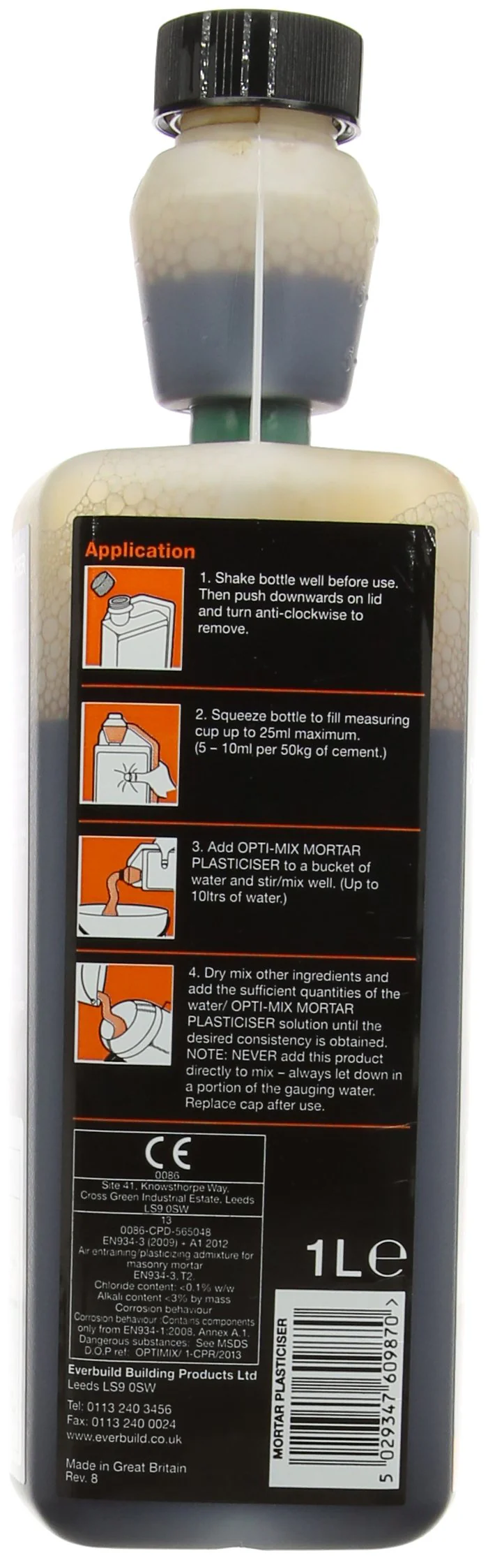 Everbuild OPTIMIX1 Opti-Mix Mortar Plasticizer 1L - Image 3
