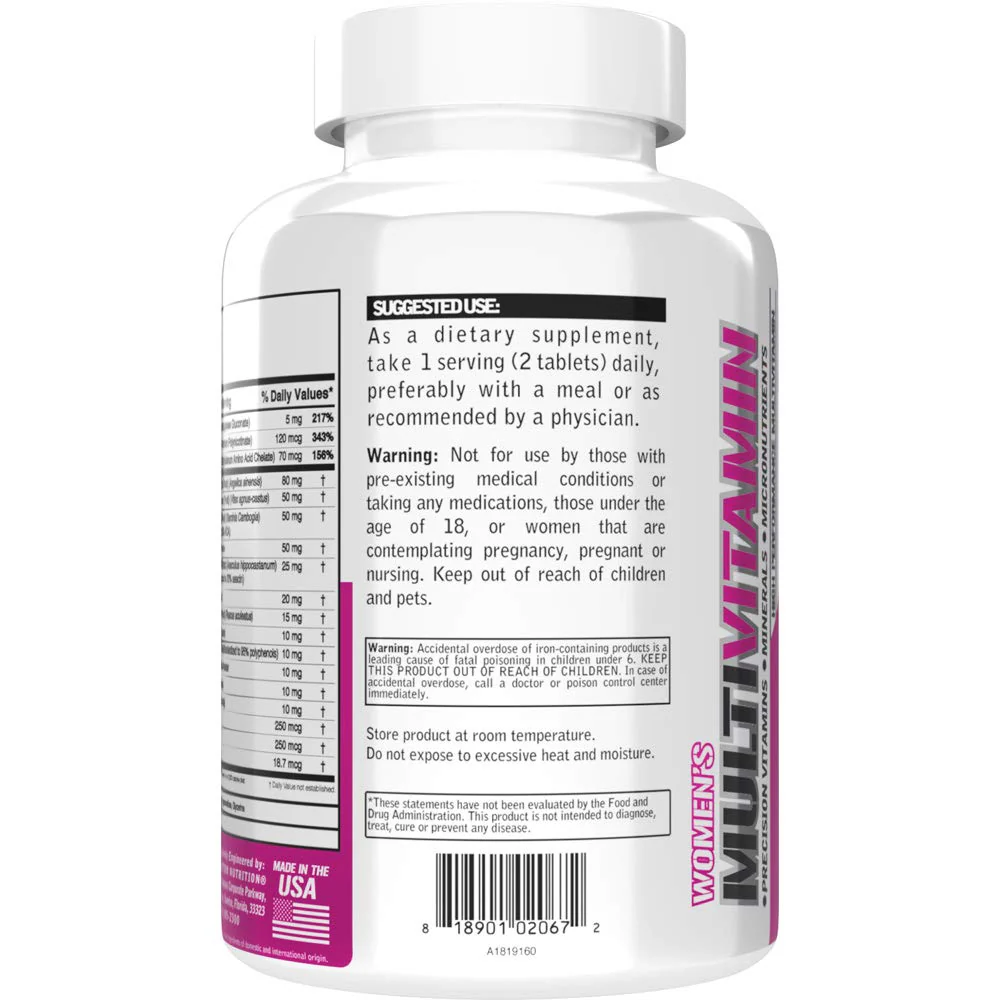 Evlution Nutrition Women's Multivitamin - Full Spectrum Vitamins & Minerals, Immune Health, Vitamin C & D, Iron, Zinc, Antioxidants & Bioflavonoids, Skin, Hair, Bone, Eye Health, 120 Tablets, 60 Days - Image 2