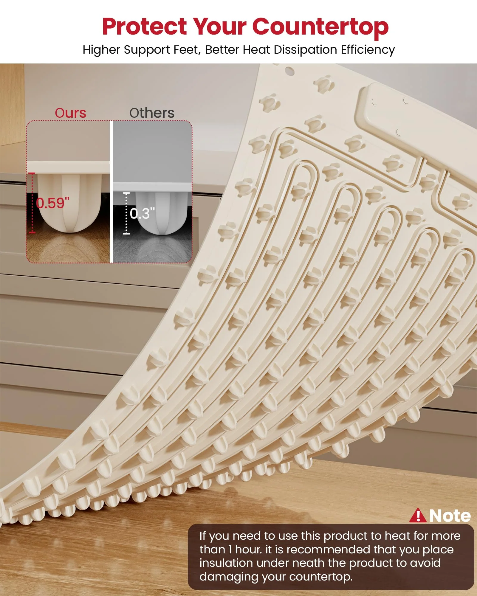 Extra Large Food Warming Mat for Countertop (XXL 36”x16”) - Full-Surface Heating Pad with 4 Temps Settings, Ideal for Buffet Party Food Warmer, Roll-Up Electric Warming Tray for All Gathering, Beige - Image 5