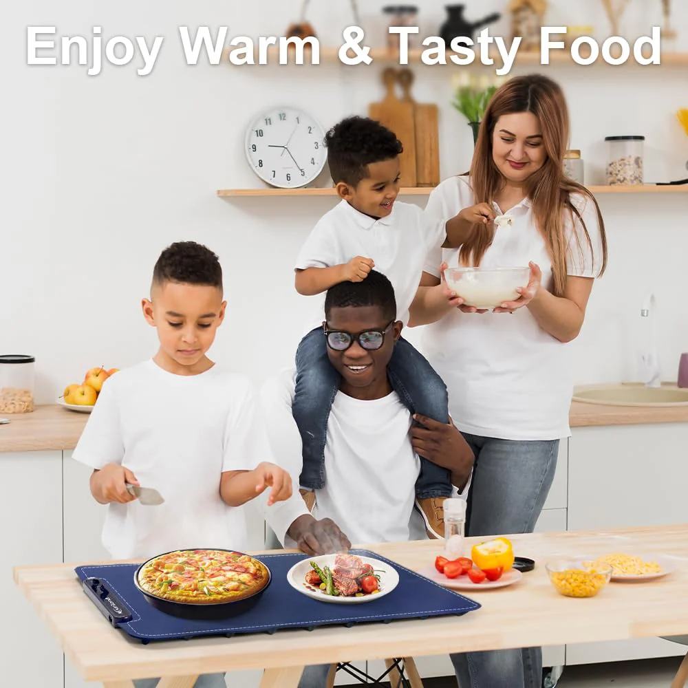 Extra-Large Warming Mat for Food - 3 Temp Levels Food Warmers, Foldable Electric Warming Tray with Child Safety Lock, Auto-Shutoff, Full Surface Heating Silicone Heating Tray for Gatherings, Parties - Image 2