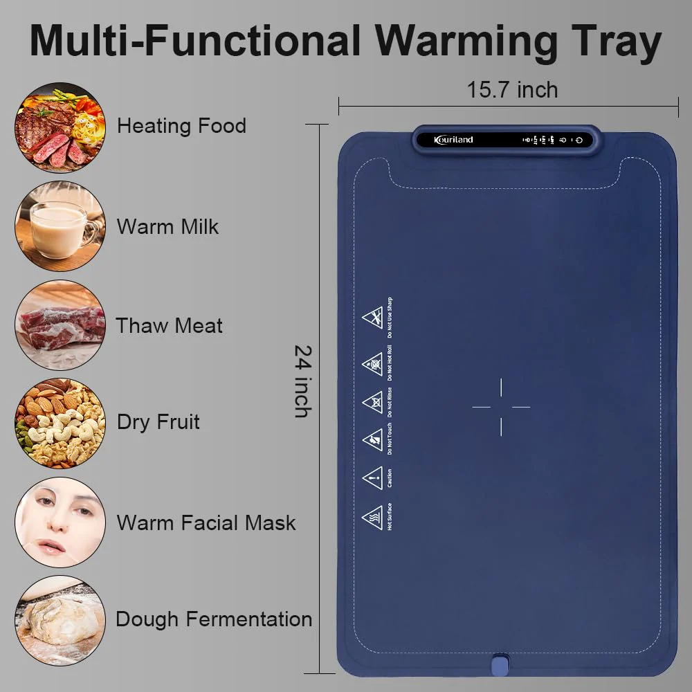 Extra-Large Warming Mat for Food - 3 Temp Levels Food Warmers, Foldable Electric Warming Tray with Child Safety Lock, Auto-Shutoff, Full Surface Heating Silicone Heating Tray for Gatherings, Parties - Image 5