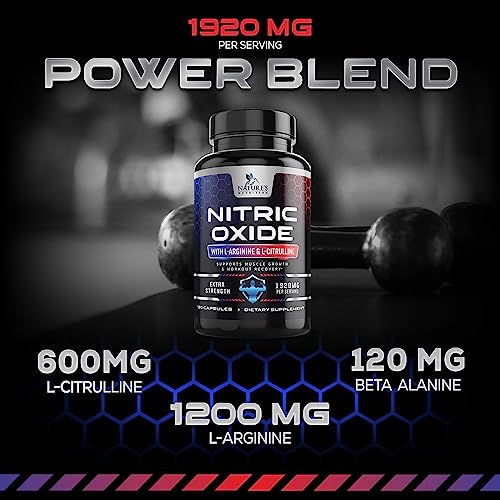 Extra Strength Nitric Oxide Supplement L Arginine 3X Strength - Citrulline Malate, AAKG, Beta Alanine - Premium Muscle Supporting Nitric Oxide Booster for Strength & Energy Supplements - 120 Capsules - Image 7