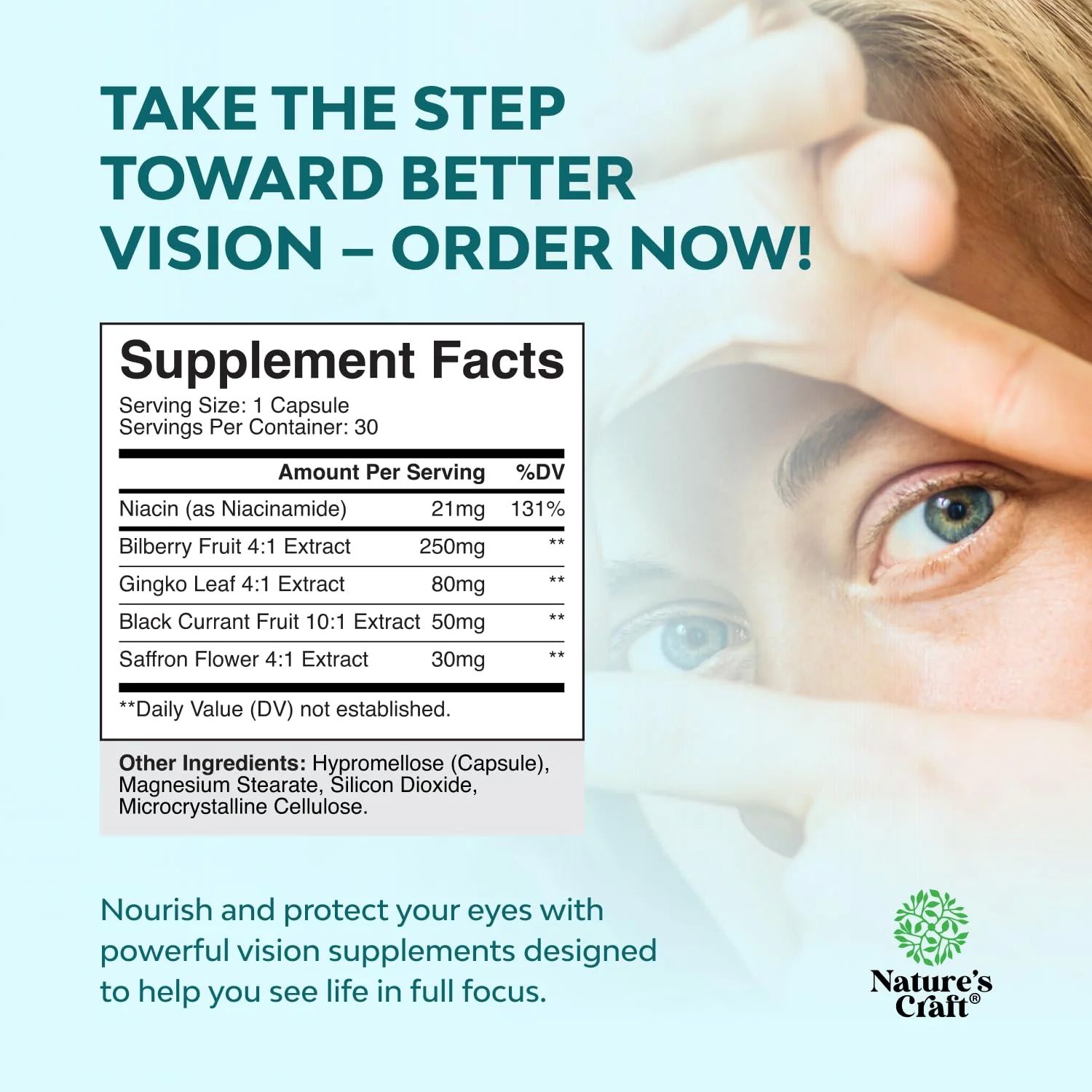 Eye Pressure Support with Bilberry Extract - Vegan Eye Health Supplement for Adults For Ocular Pressure Relief with Saffron Ginkgo Niacin and More Vitamins Vision Support (2 Month Supply) - Image 2
