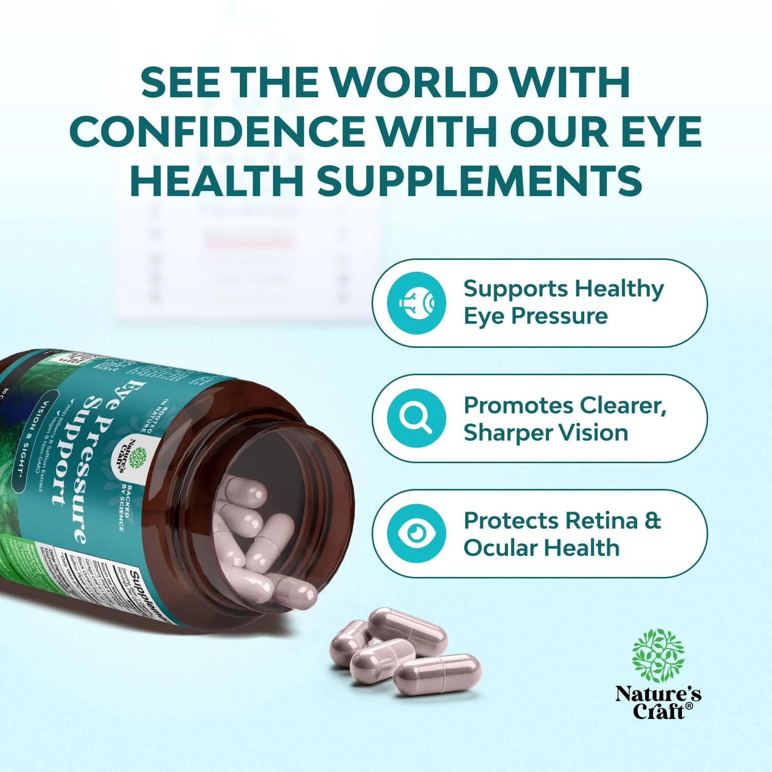 Eye Pressure Support with Bilberry Extract - Vegan Eye Health Supplement for Adults For Ocular Pressure Relief with Saffron Ginkgo Niacin and More Vitamins Vision Support (2 Month Supply) - Image 6