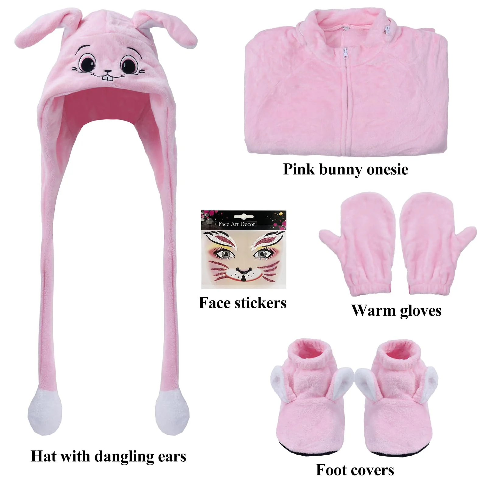 Ezuwail Adult Bunny Onesie Animal Pajamas for Women, Christmas Halloween Onesie Adult Pink Bunny Costume for Sleepwear, Homewear, M - Image 7