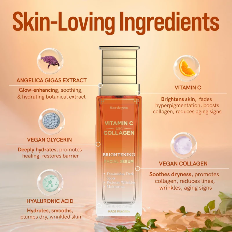 Facial Serum-Vitamin C & Collagen Brightening Facial Serum - Image 3