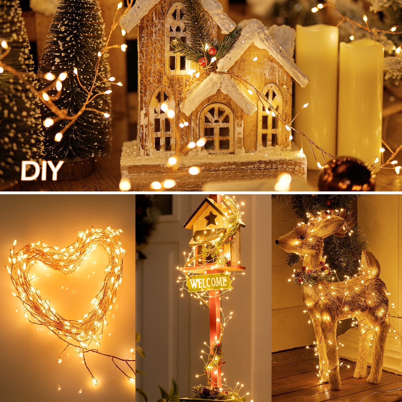 Fairy Lights Plug in, 10Ft 200LED Firecracker Firefly Lights, 8 Lighting Modes, Waterproof Copper Wire Cluster String Lights for Ceiling Bedroom Window Christmas Tree Decoration, Warm White - Image 6
