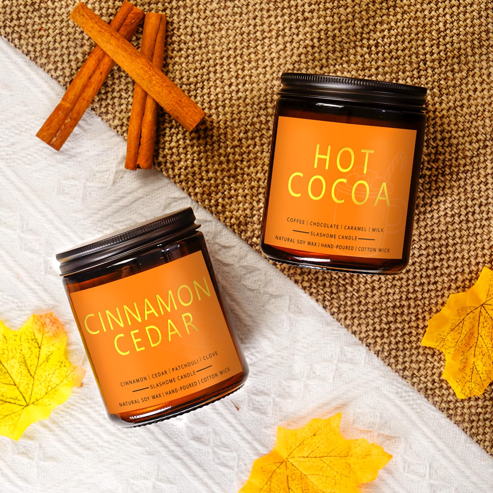 Fall Candles, Scented Soy Candles Set - 7Oz * 6 Pack, Holiday/Birthday/Christmas Gifts for Women & Men, Autumn Scents of Hello Fall/Spice Pumpkin/Apple Cider/Hot CocoaCinnamon & Cedar/Maple Latte - Image 3