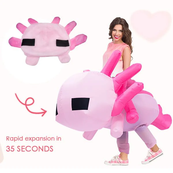 FANFX Cartoon Axolotl Costume Inflatable Costume for Adult and Kids Christmas Blow Up Costumes Cute Unisex Suit for Animals Cosplay Holiday Party with Adjustable Waistband - Image 3