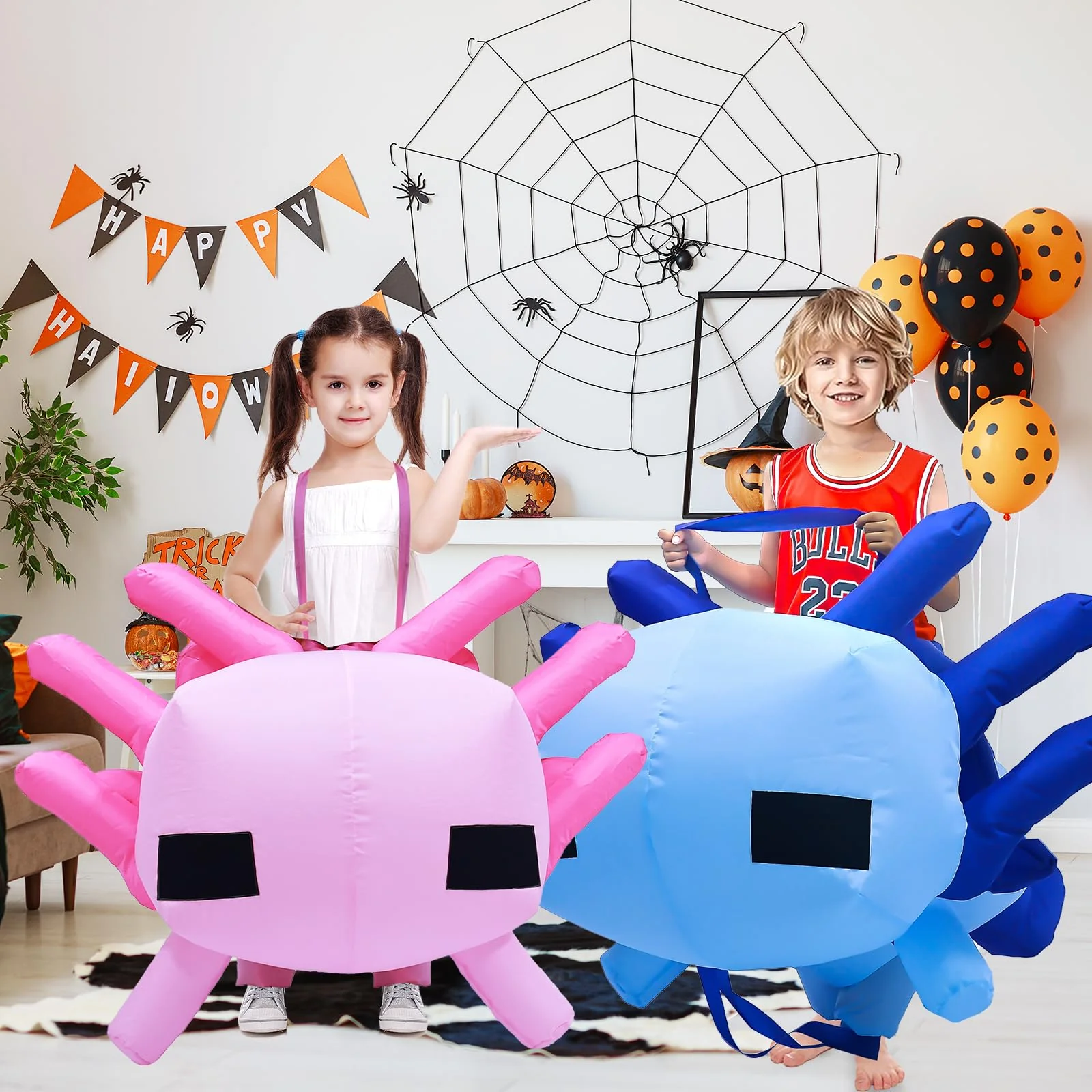 FANFX Cartoon Axolotl Costume Inflatable Costume for Adult and Kids Christmas Blow Up Costumes Cute Unisex Suit for Animals Cosplay Holiday Party with Adjustable Waistband - Image 5