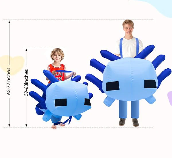 FANFX Cartoon Axolotl Costume Inflatable Costume for Adult and Kids Christmas Blow Up Costumes Cute Unisex Suit for Animals Cosplay Holiday Party with Adjustable Waistband - Image 8