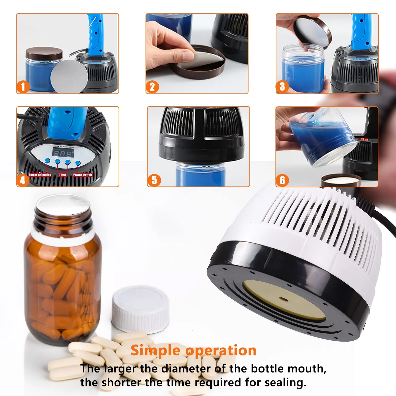 Fanlocn Bottle Cap Sealer, Induction Heat Sealer For Plastic, Glass Bottles 20-100mm 110v - Image 3