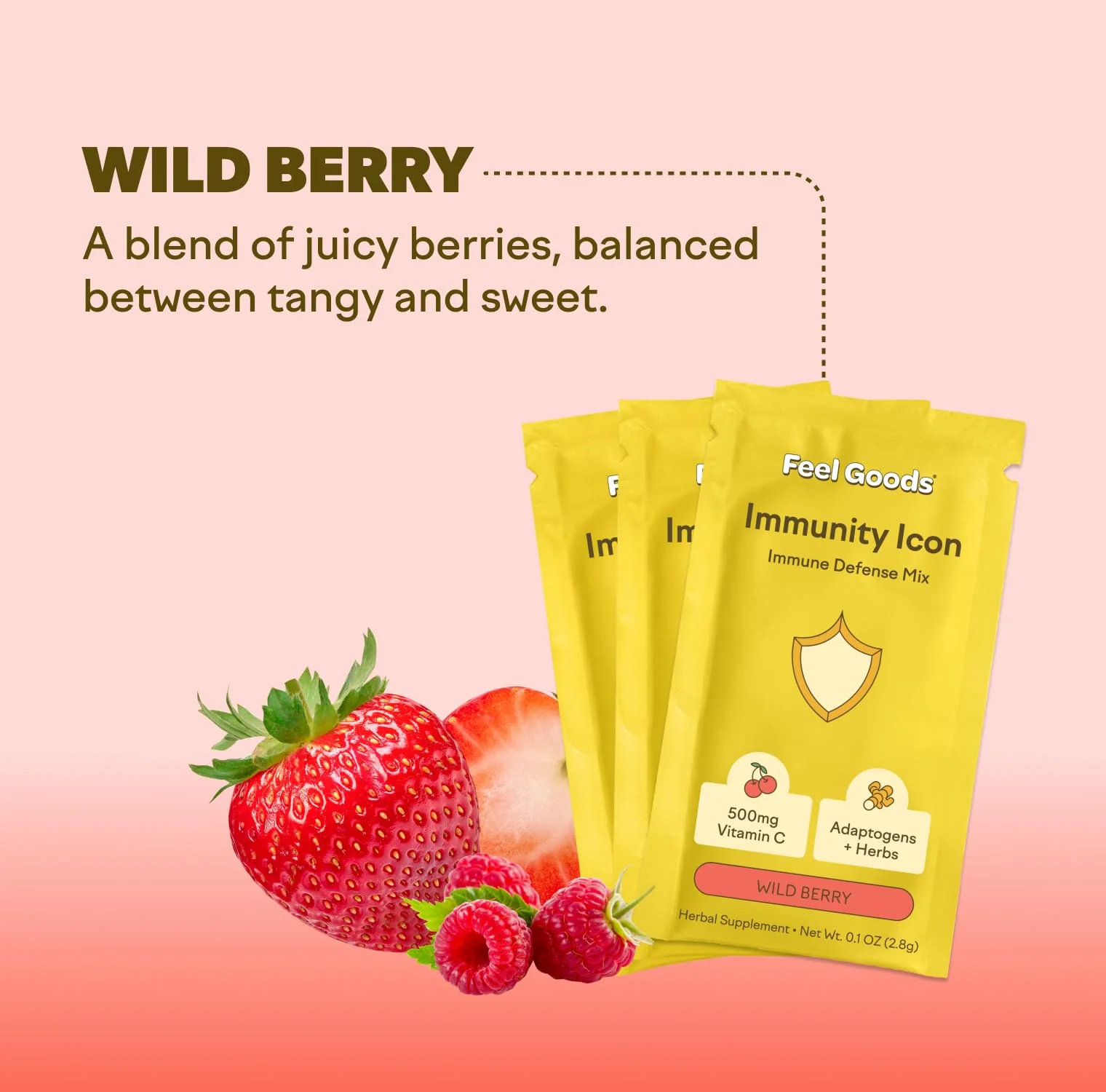 Feel Goods Immunity Icon, Zero Sugar, Vitamin C, A, B, D, E & Zinc, Organic Elderberry, Ashwagandha, Drink Mix Powder, Vegan, Non GMO, Caffeine & Gluten Free | Wild Berry, 15 Count - Image 5