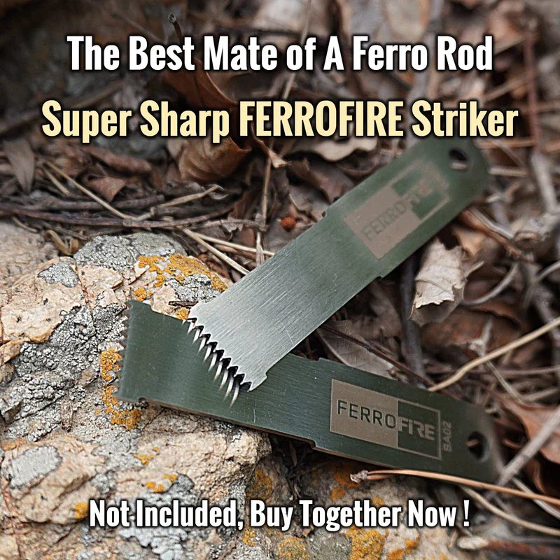 FERROFIRE Heavy-Duty Plus Ferro Rods Huge Long 1/2 Inch x 5 Inch XL Drilled Survival Fire Starter Drilled Flint Steel Ferrocerium Rod with A Lanyard Hole (Pack of 2) - Image 5