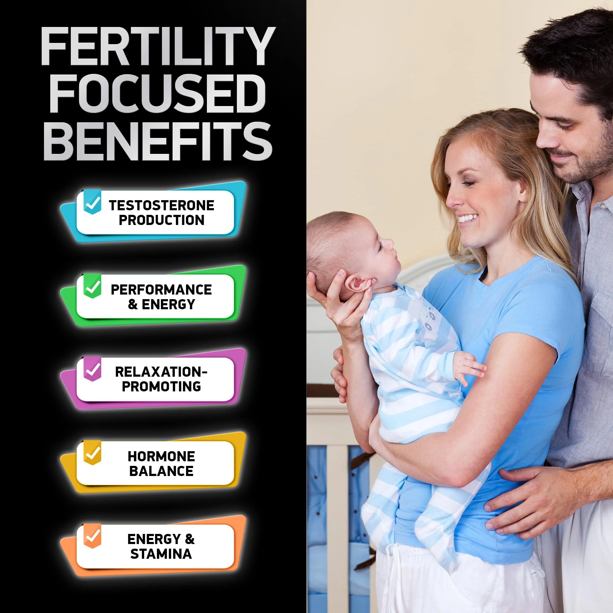 Fertility Supplements for Men - Zinc, Maca, Ashwagandha, L-Arginine - Male Vitality Conception for Him - Count and Motility Pregnancy Aid - Vitamins and Male Fertility Support Supplement - 120 Pills - Image 7