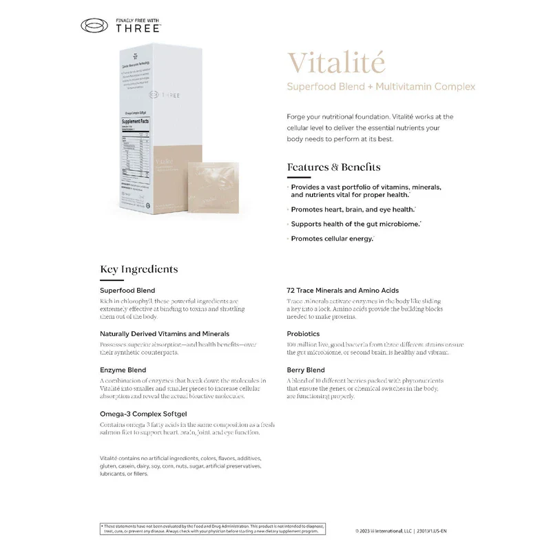 Finally Free With THREE Vitalité Superfood Blend + Multivitamin Complex Proactive Wellness Supplement - Image 3