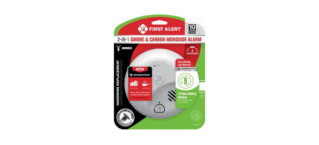 First Alert 10 Year Back Up Hard-Wired w/Battery Back-Up Ionization Smoke and Carbon Monoxide Detect - Image 8