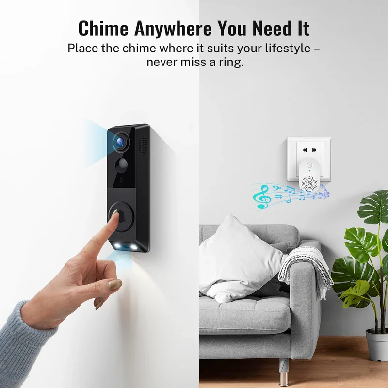 FISHBOT Security Video Doorbell, Dual Cameras with Delivery Guard, 1080p Full HD and Color Night Vision, Intelligent AI Detection, Two-Way Audio, 2.4GHz Wi-Fi Support, Cloud Storage (Sold seperately) - Image 7