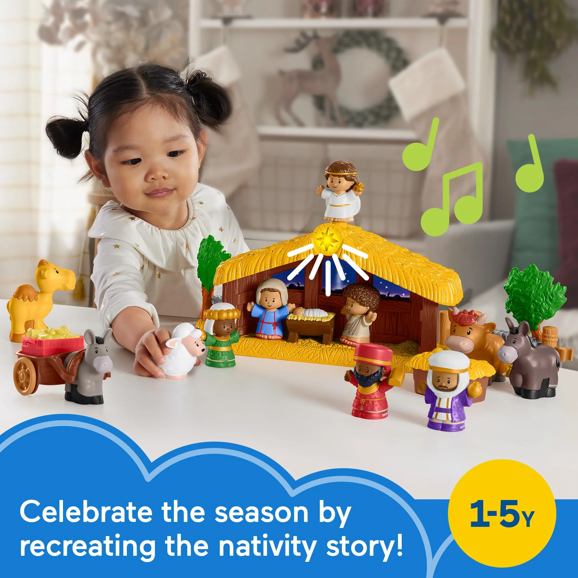 Fisher-Price Little People Toddler Toy Nativity Set with Music Lights & 18 Pieces for Christmas Pretend Play Kids Ages 1+ Years - Image 6
