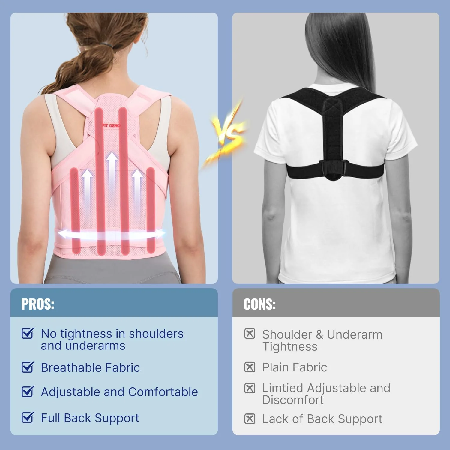 Fit Geno Back Brace and Adjustable Posture Corrector And Trainer for Women and Men, Back Straightener, Scoliosis and Hunchback Correction, Back Pain, Spine Support, Pink, Medium (Waist 25-33 Inch) - Image 8