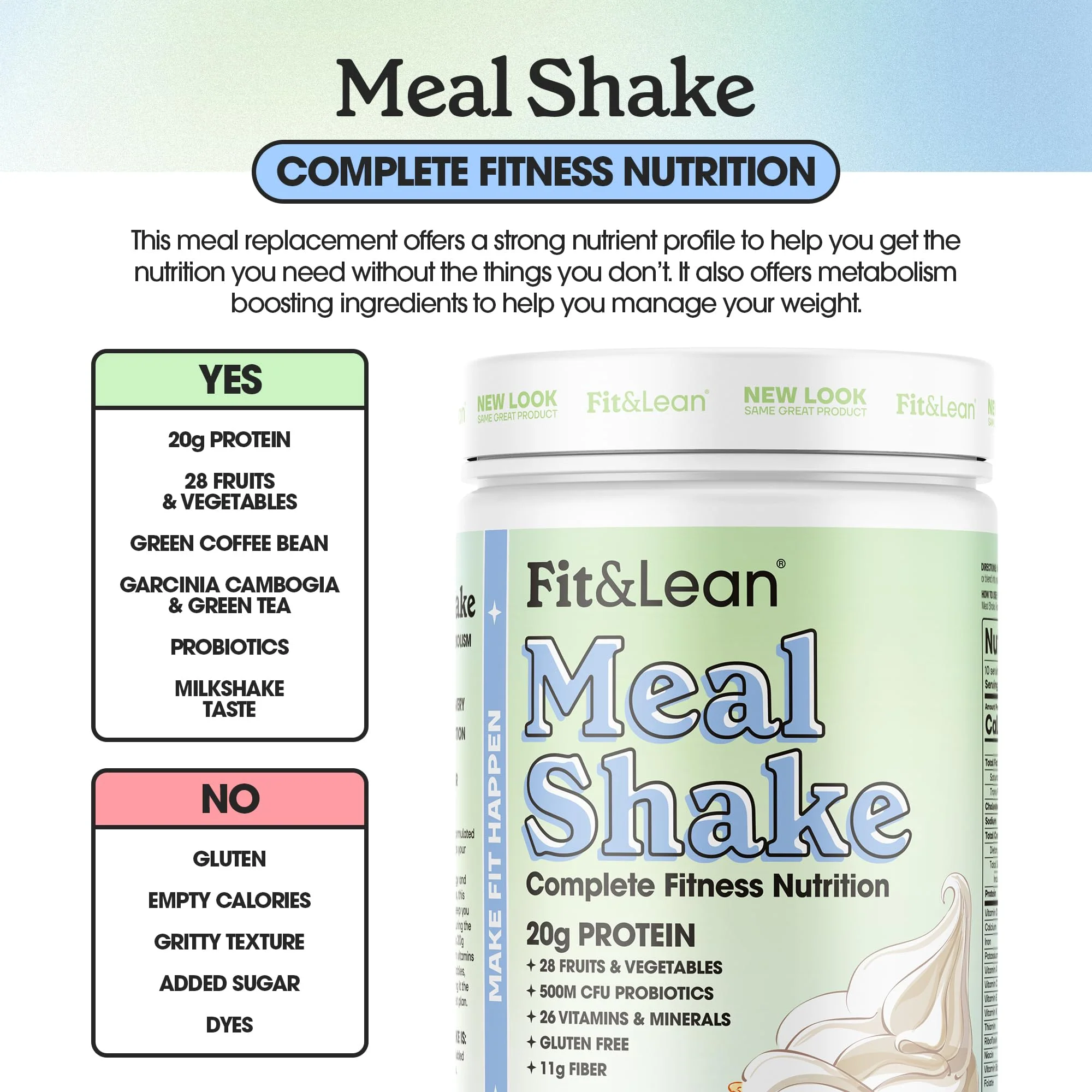 Fit & Lean Meal Shake, Fat Burning Meal Replacement, Protein, Fiber, Probiotics, Vanilla, 1lb, 10 Servings Per Container - Image 4