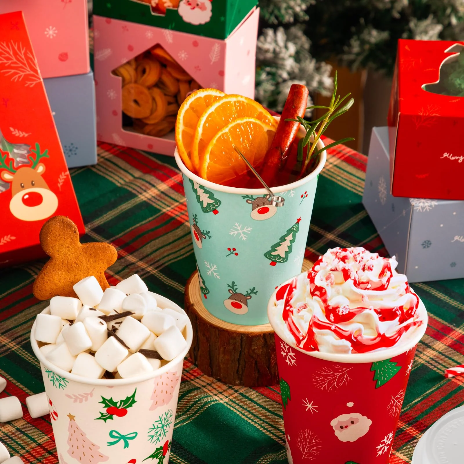 Fit Meal Prep 50 Pack 12 oz Christmas Disposable Coffee Cups with Lids, Premium Paper To Go Paper Cups, Leak Proof Hot Coffee Cups for Travel, Office, Hot/Cold Beverages (White Lids) - Image 7