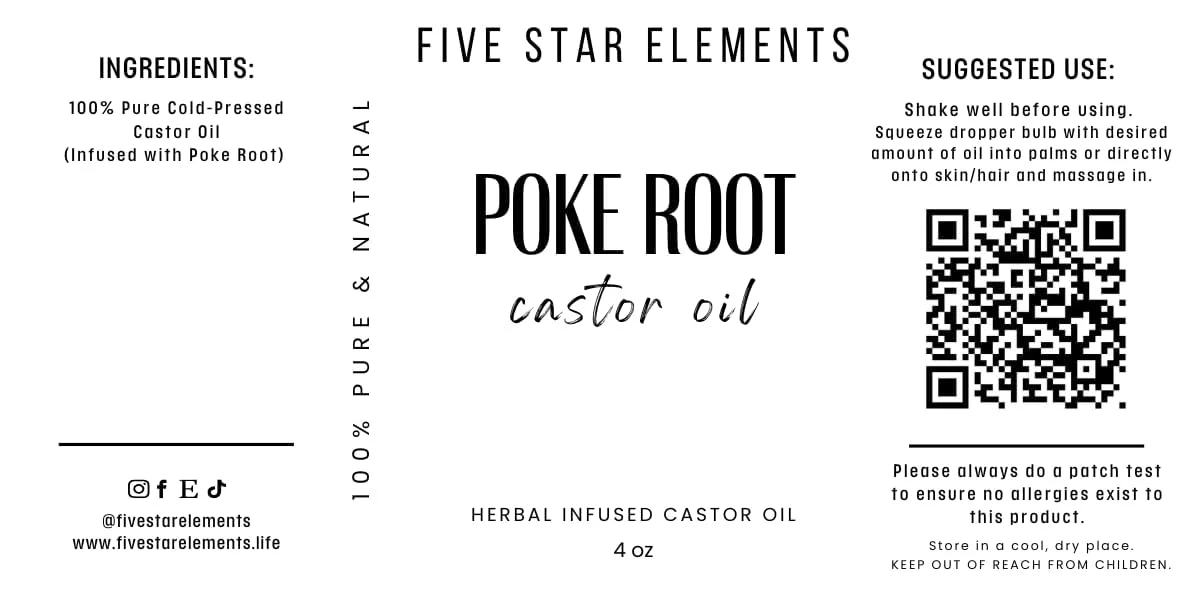 Five Star Elements Poke Root Castor Oil 4oz, Clear - Image 2