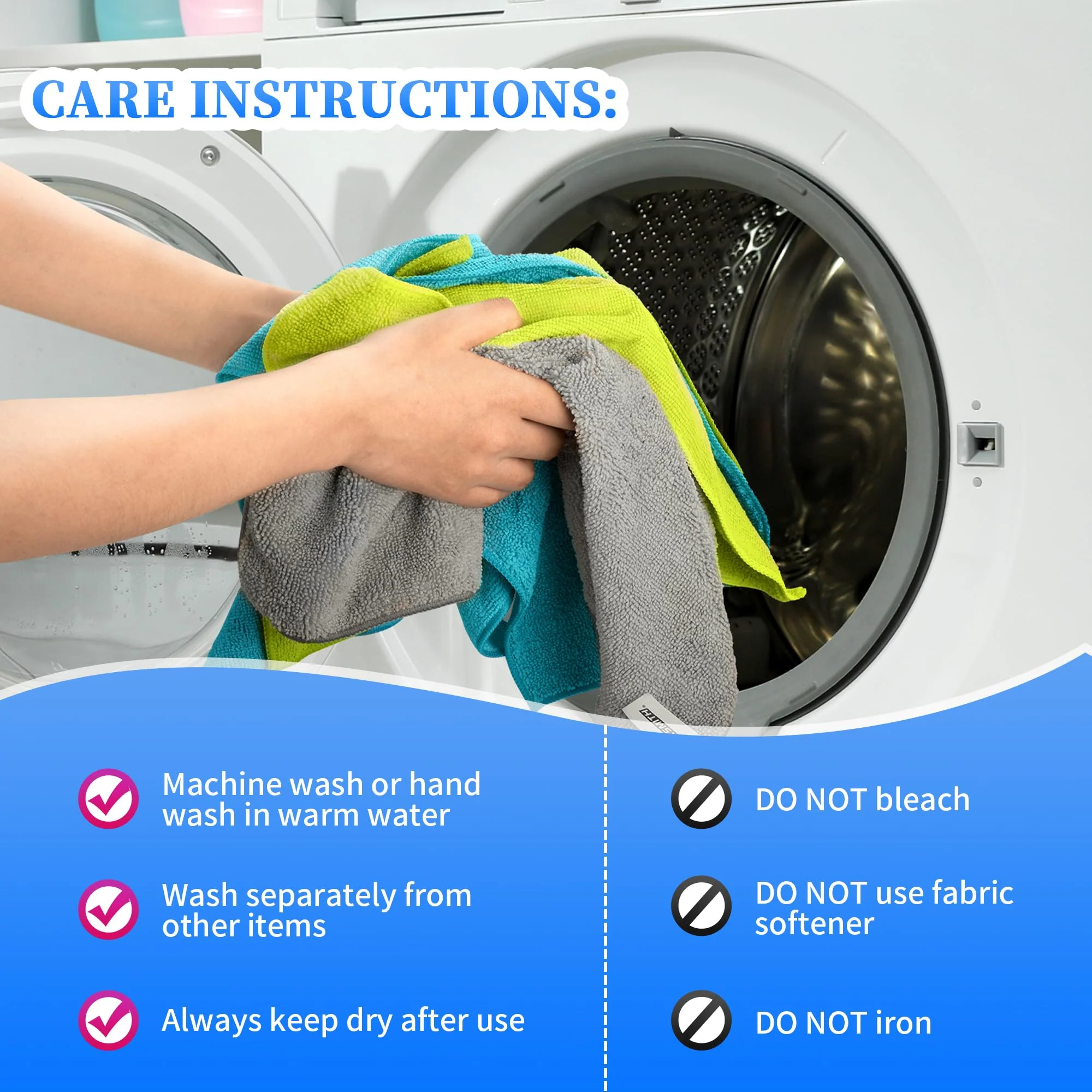 FIXSMITH Microfiber Cleaning Cloth - Pack of 48, Multi-Functional Cleaning Towels, Size: 12 x 16 in, Highly Absorbent Cleaning Rags, Lint-Free, Streak-Free Cleaning Cloths for Car Kitchen Home Office - Image 2