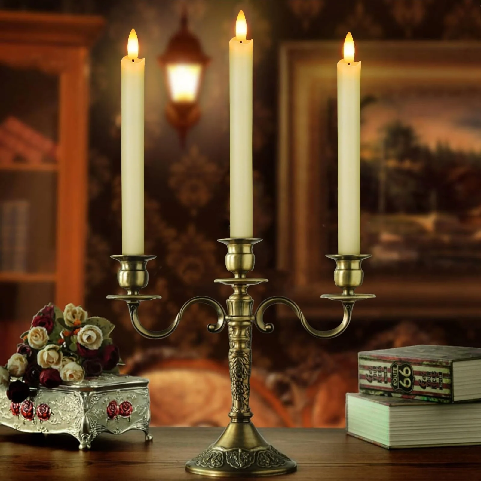 Flameless Candles with Remote: 8 Pack Battery Operated Window Candles 9.6" Real Wax LED Flickering Flameless Taper Candles 3D Wick Lights Halloween Christmas Wedding Birthday Party Decorations (Ivory) - Image 3
