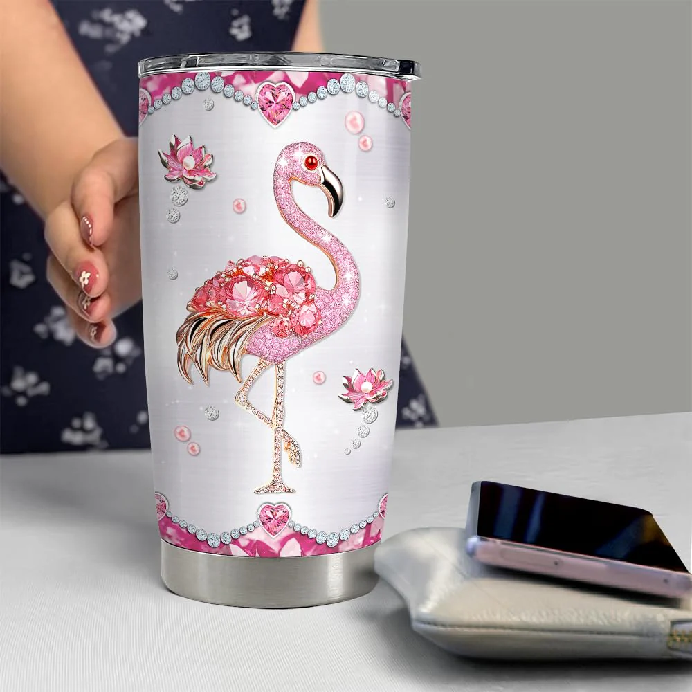 Flamingo Gifts for Women Girls Pink Flamingo Tumbler 20oz Jewelry Drawings Stainless Steel Insulated Tumblers Coffee Travel Mug Cup Gift for Birthday Christmas - Image 3