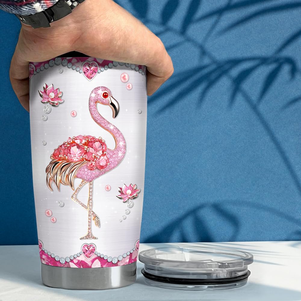 Flamingo Gifts for Women Girls Pink Flamingo Tumbler 20oz Jewelry Drawings Stainless Steel Insulated Tumblers Coffee Travel Mug Cup Gift for Birthday Christmas - Image 4