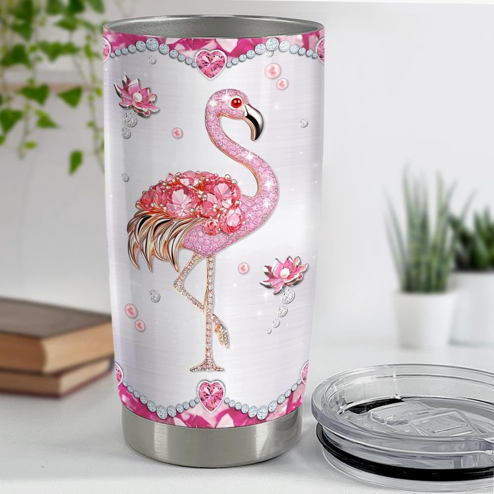 Flamingo Gifts for Women Girls Pink Flamingo Tumbler 20oz Jewelry Drawings Stainless Steel Insulated Tumblers Coffee Travel Mug Cup Gift for Birthday Christmas - Image 5