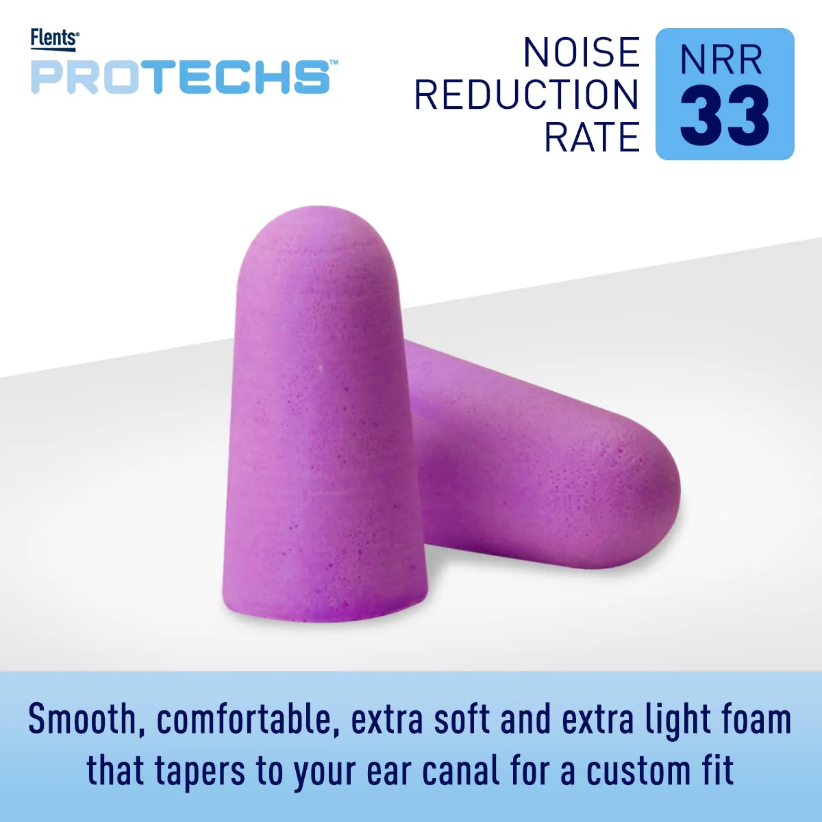 Flents Protechs Foam Ear Plugs, 50 Pair for Sleeping, Snoring, Loud Noise, Traveling, Concerts, Construction, Studying, Work, Shooting, NRR 33, Noise Cancelling, Disposable, Purple, Made in the USA - Image 7
