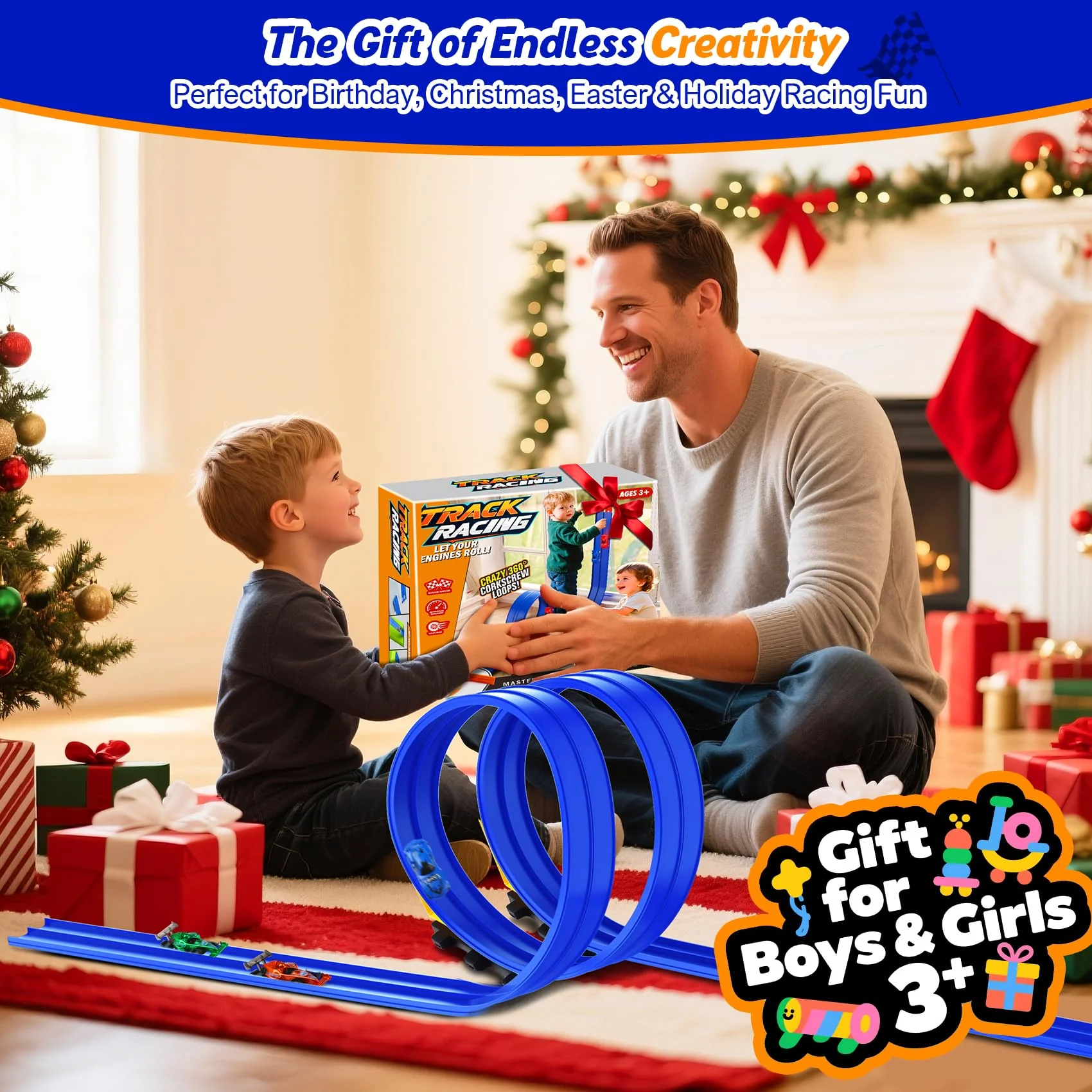 Flexible Race Track Toy Set: 15ft DIY Bendable Ramp with Suction Cups – Portable Roll-Up Car Track for Kids Compatible with 1:64 Diecast Cars – Birthday Christmas for Boys Girls Ages 3+ - Image 2