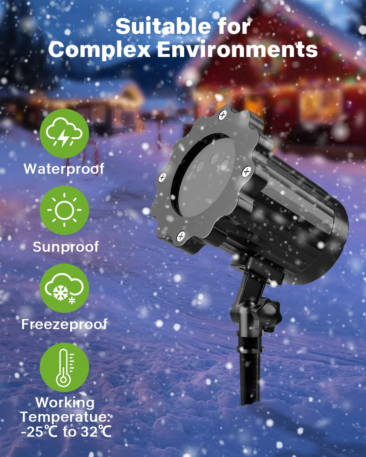 FLITI Laser Christmas Projector Lights Outdoor, Waterproof Christmas Decorations Moving Stars Light Show, Remote Control Timer, Holiday Projector Decorations for House, Yard & Garden - Image 2