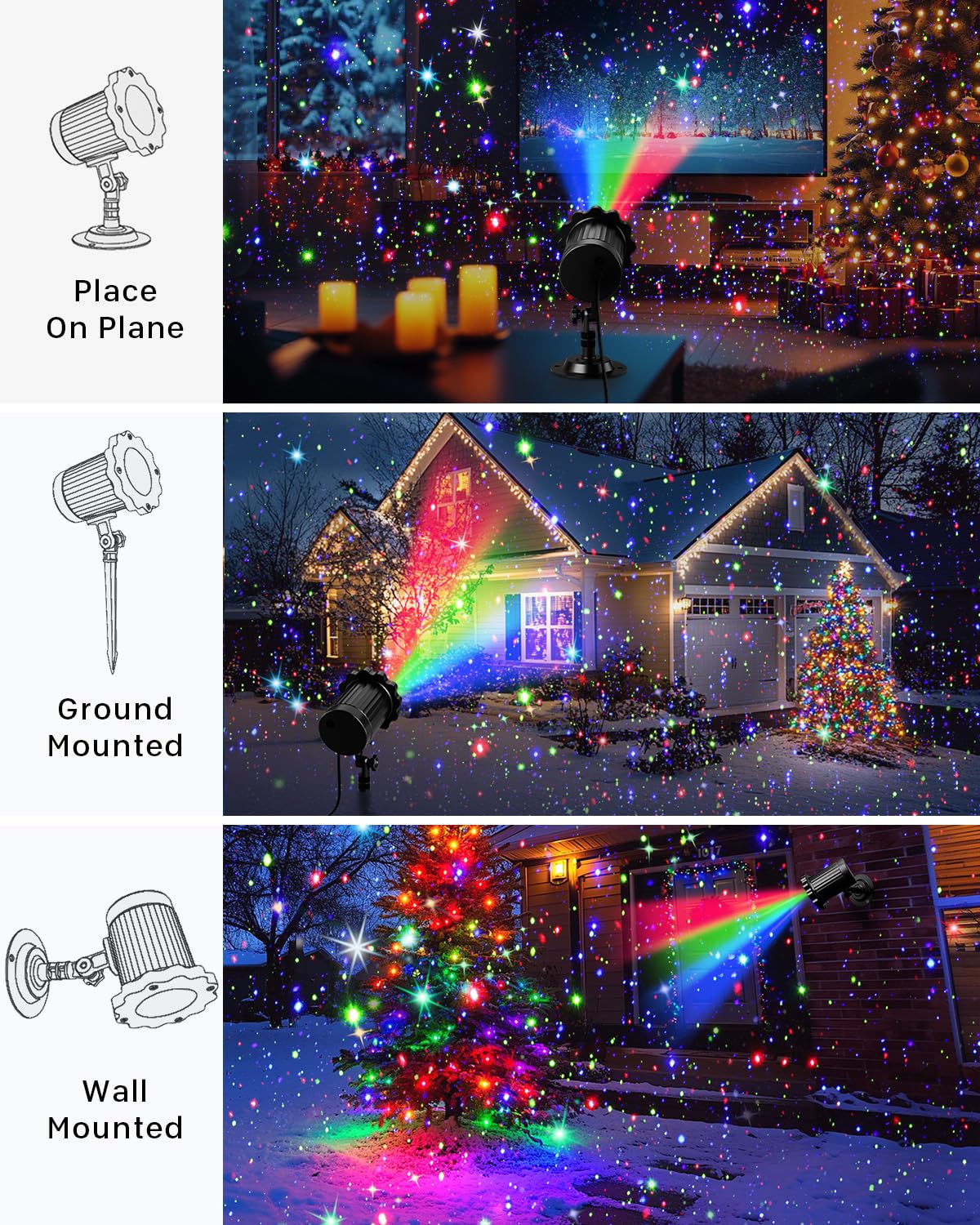FLITI Laser Christmas Projector Lights Outdoor, Waterproof Christmas Decorations Moving Stars Light Show, Remote Control Timer, Holiday Projector Decorations for House, Yard & Garden - Image 4