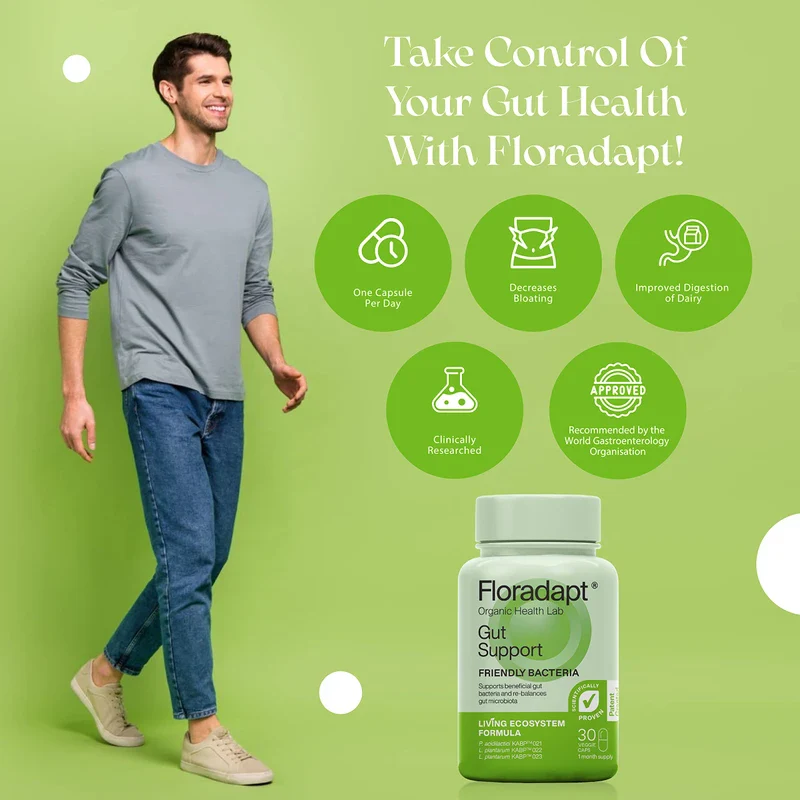 Floradapt Gut Support Probiotics for Bloating Relief, Improved Digestion & IBS Relief | Vegan & Certified Gut Health Supplement | Recommended by The WGO | (30 Day Supply) - Image 2