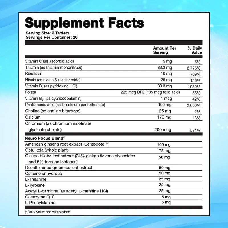 Focus Fast Clear Brain Nootropic Supplement, 40 Count, for Men & Women - Focus Pills for Concentration, Brain Booster & Memory Support – Vitamins, Choline, Ginseng, Gingko & More - Image 3