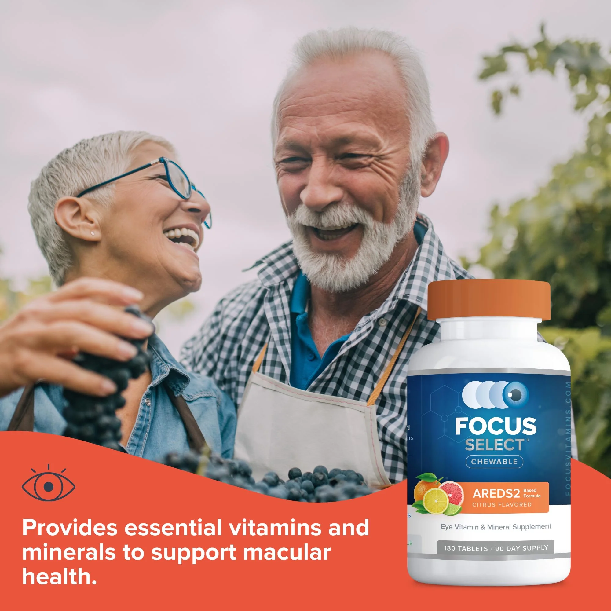 Focus Select AREDS2 Based Chewable Eye Vitamin-Mineral Supplement - AREDS2 Based Supplement for Eyes (180 ct. 90 Day Supply) Citrus Flavored AREDS2 Based Eye Chewable - AREDS2 Low Zinc Formula - Image 6