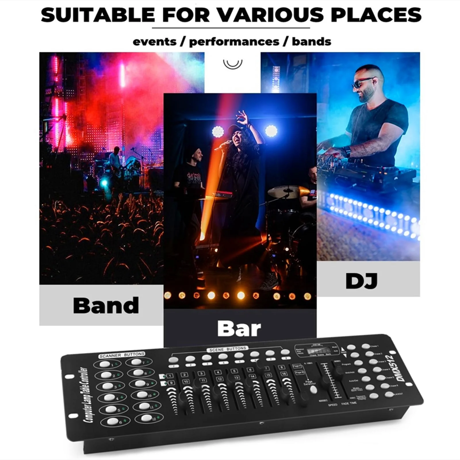 FODEXAZY DMX Controller, 192 Channel DMX 512 Light Controller DMX Console Stage Light Controller Panel Use for Editing Program of Stage Lighting Runing for DJ, Shows, Party, Christmas and Halloween - Image 4