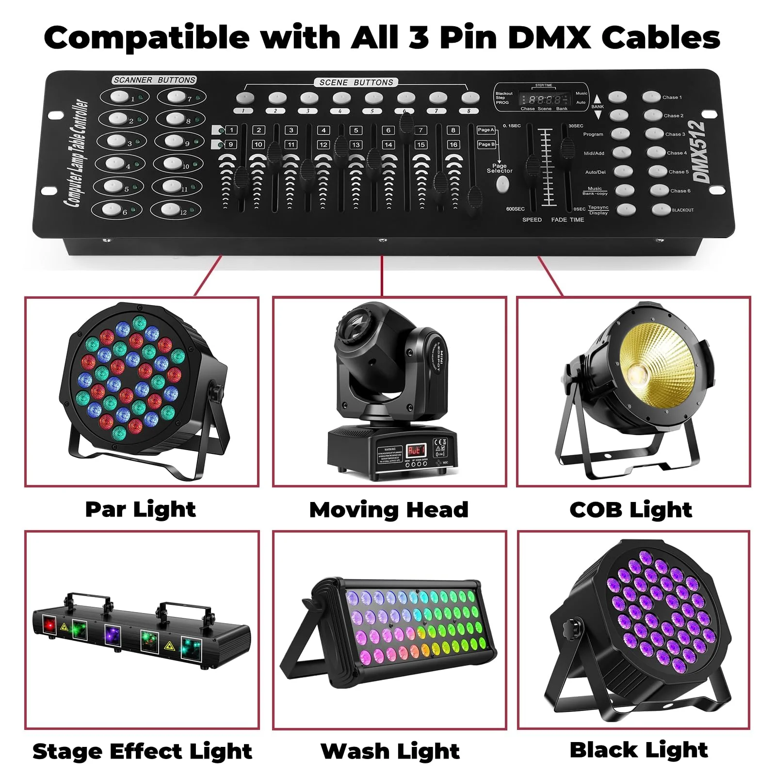 FODEXAZY DMX Controller, 192 Channel DMX 512 Light Controller DMX Console Stage Light Controller Panel Use for Editing Program of Stage Lighting Runing for DJ, Shows, Party, Christmas and Halloween - Image 5