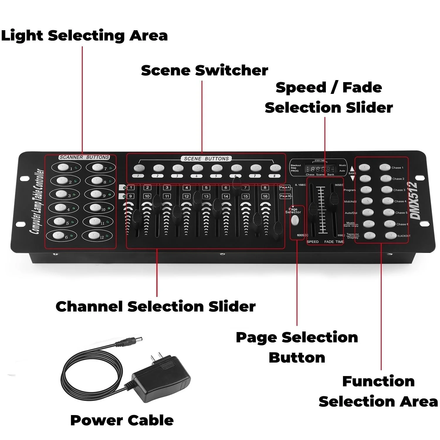 FODEXAZY DMX Controller, 192 Channel DMX 512 Light Controller DMX Console Stage Light Controller Panel Use for Editing Program of Stage Lighting Runing for DJ, Shows, Party, Christmas and Halloween - Image 7