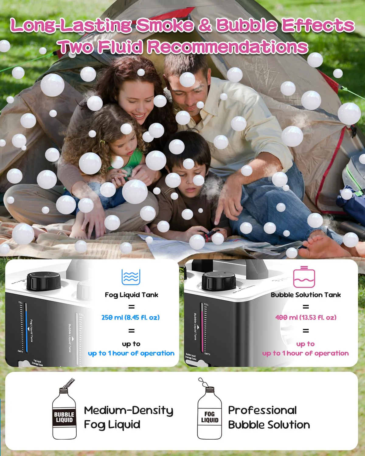Fog Machine, No Spill Fog Bubble Machine, Portable Smoke Bubble Machine, Bubble Fogger, Bubble Fog Combo Machine for Indoor Outdoor Party Wedding Birthday Photograph Christmas Halloween - Image 5