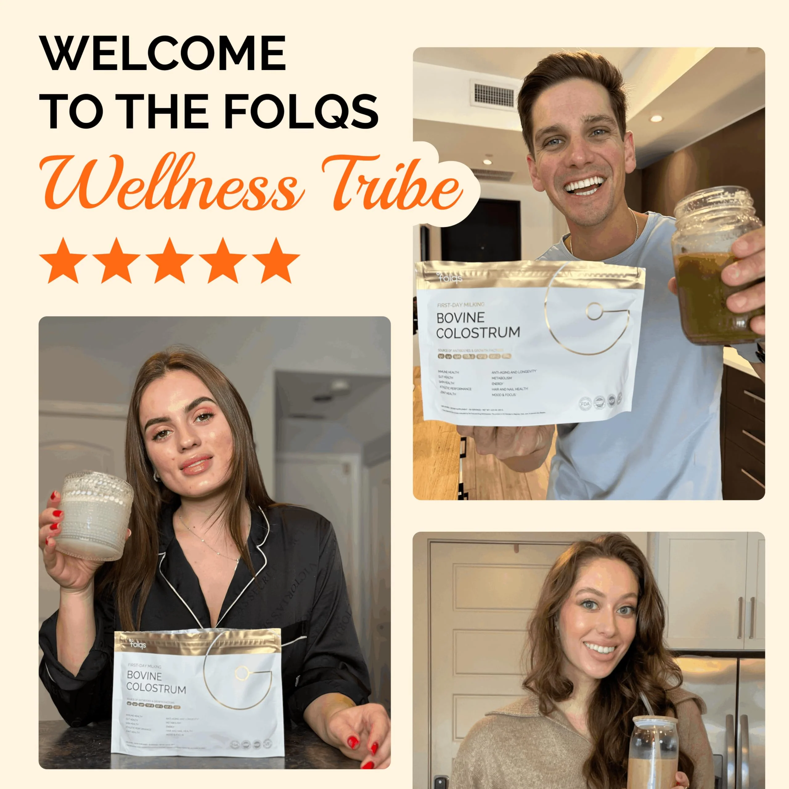 Folqs Bovine Colostrum Powder – First-Day Milking for Immune & Gut Support – 60 Servings – Supports Skin & Tissue Health – Made in USA - Amino Acids, Vitamins, Minerals – Kosher - Sustainably Sourced - Image 5