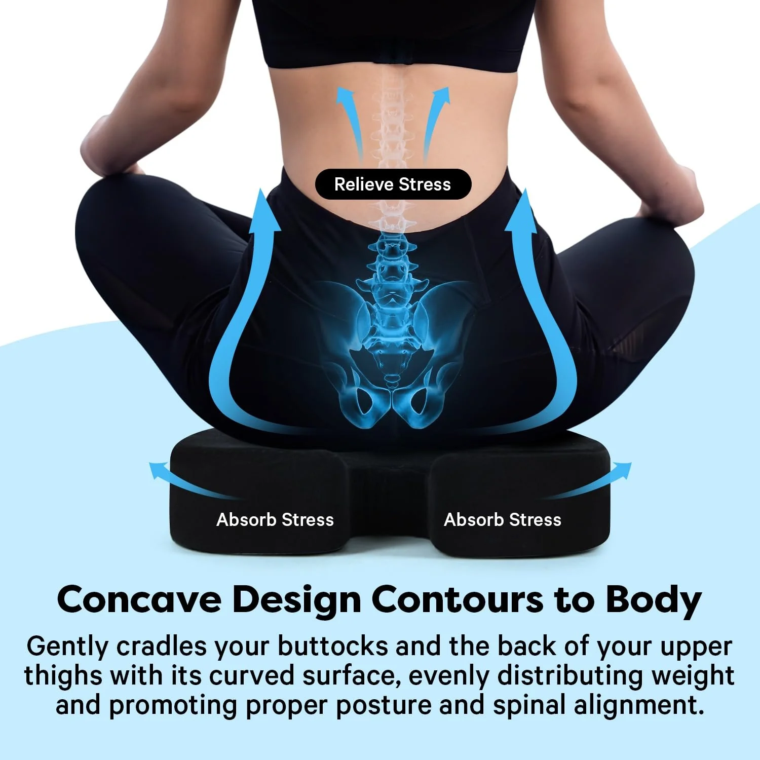 FOMI Extra Thick Firm Coccyx Orthopedic Memory Foam Seat Cushion | Black Large Cushion for Car or Truck Seat, Office Chair, Wheelchair | Back Pain Relief (Black) - Image 8