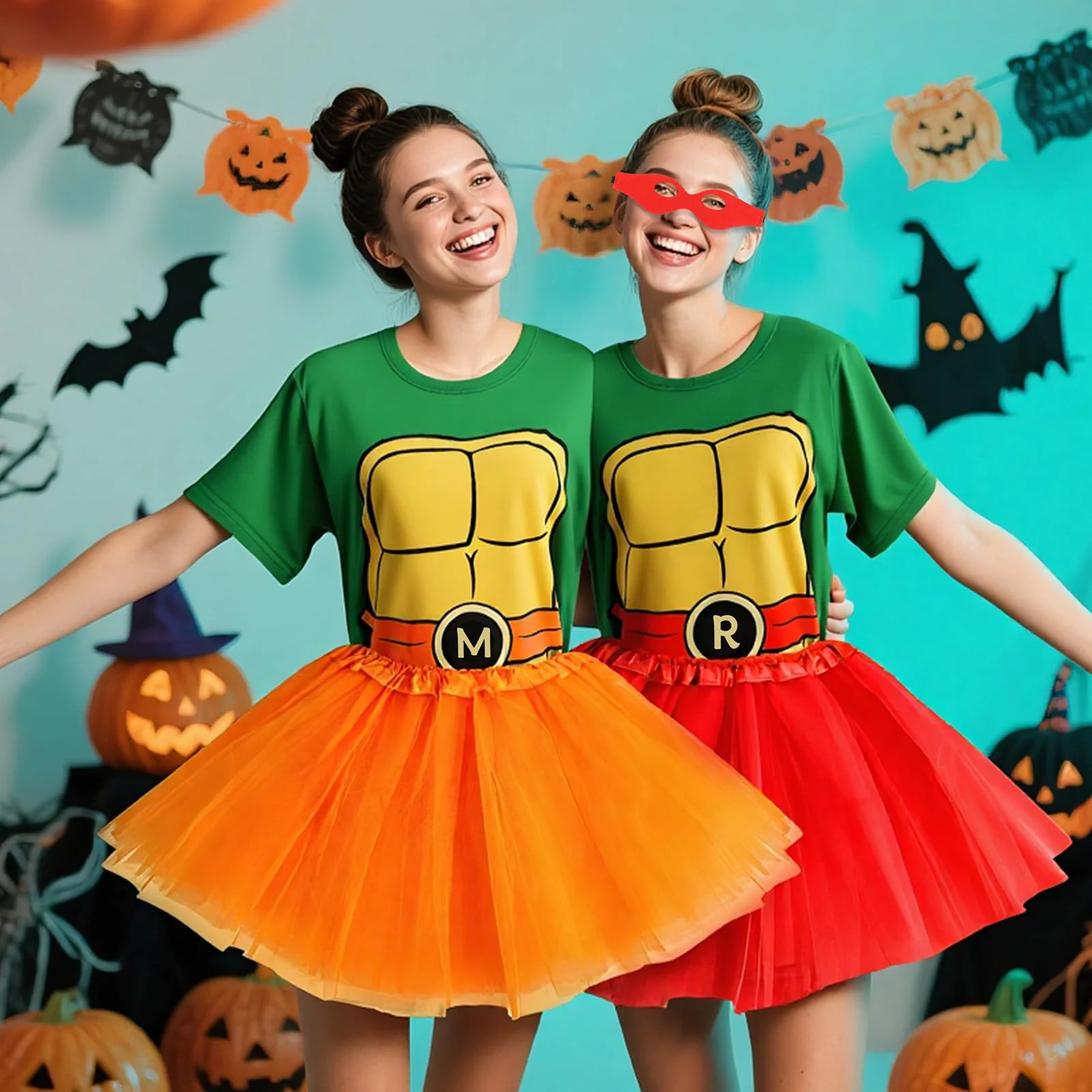 FONYFA for TMNT Costume Set, Halloween Tutu Skirts Women Shirt for TMNT Costume for Funny Halloween Christmas - Image 4