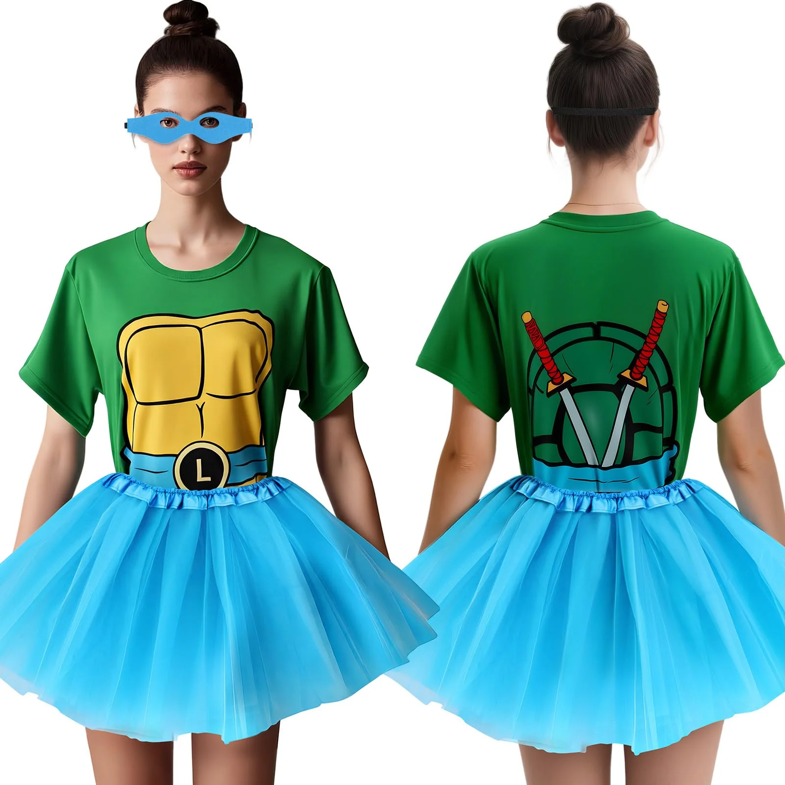 FONYFA for TMNT Costume Set, Halloween Tutu Skirts Women Shirt for TMNT Costume for Funny Halloween Christmas - Image 6