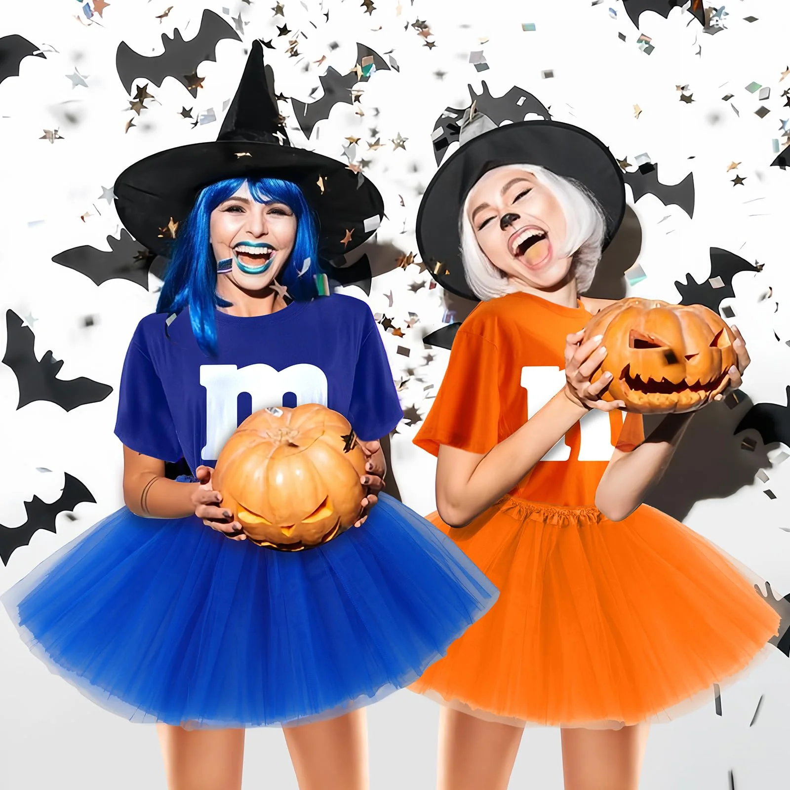 FONYFA Letter M Halloween Costumes Tutu Skirts, Women Team Group T-Shirt, Chocolates Candy Costume for Halloween Christmas Party Costume - Image 3